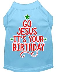 Go Jesus Screen Print Dog Shirt Baby Blue XS