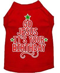 Go Jesus Screen Print Dog Shirt Red XS