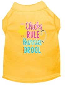 Chicks Rule Screen Print Dog Shirt Yellow XXL