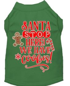 Santa, We Have Cookies Screen Print Dog Shirt Green XS