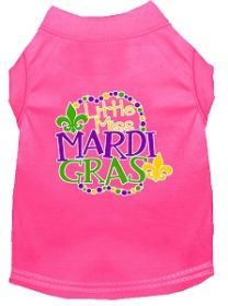 Miss Mardi Gras Screen Print Mardi Gras Dog Shirt Bright Pink XXL