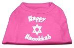 Happy Hanukkah Screen Print Shirt Bright Pink XL