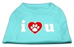 I Love U Screen Print Shirt Aqua XL