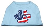 Patriotic Paw Screen Print Shirts Baby Blue XL