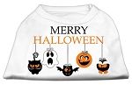 Merry Halloween Screen Print Dog Shirt White XS