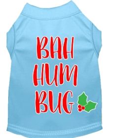 Bah Humbug Screen Print Dog Shirt Baby Blue XS