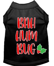 Bah Humbug Screen Print Dog Shirt Black XS