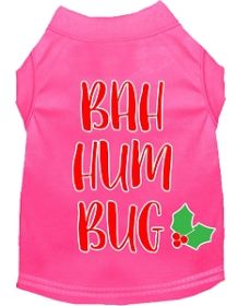 Bah Humbug Screen Print Dog Shirt Bright Pink XS