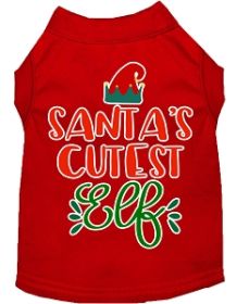 Santa's Cutest Elf Screen Print Dog Shirt Red XS