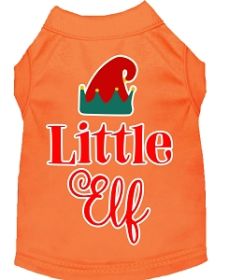 Little Elf Screen Print Dog Shirt Orange XS