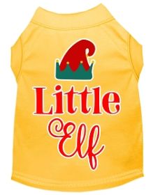 Little Elf Screen Print Dog Shirt Yellow XS