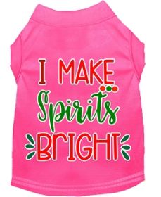 I Make Spirits Bright Screen Print Dog Shirt Bright Pink XS