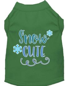 Snow Cute Screen Print Dog Shirt Green XS