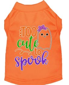 Too Cute to Spook-Girly Ghost Screen Print Dog Shirt Orange XS