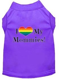 I Heart my Mommies Screen Print Dog Shirt Purple XL