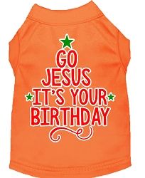 Go Jesus Screen Print Dog Shirt Orange Lg