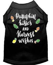 Pumpkin Kisses Screen Print Dog Shirt Black XS