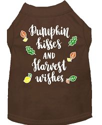 Pumpkin Kisses Screen Print Dog Shirt Brown XS