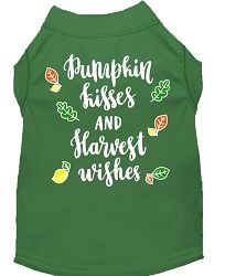 Pumpkin Kisses Screen Print Dog Shirt Green XS