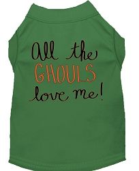 All the Ghouls Screen Print Dog Shirt Green XS