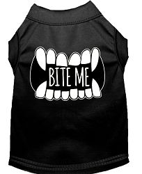 Bite Me Screen Print Dog Shirt Black XS