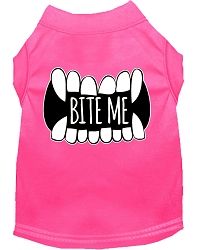 Bite Me Screen Print Dog Shirt Bright Pink XS