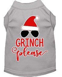 Grinch Please Screen Print Dog Shirt Grey XS