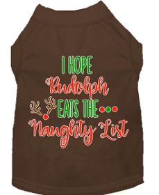 Hope Rudolph Eats Naughty List Screen Print Dog Shirt Brown XS