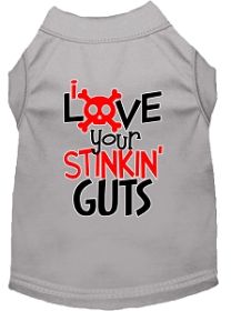 Love your Stinkin Guts Screen Print Dog Shirt Grey XS