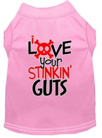 Love your Stinkin Guts Screen Print Dog Shirt Light Pink XS