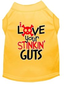 Love your Stinkin Guts Screen Print Dog Shirt Yellow XS