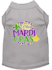 Miss Mardi Gras Screen Print Mardi Gras Dog Shirt Grey XS