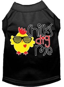 Chicks Dig Me Screen Print Dog Shirt Black XS