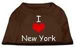 I Love New York Screen Print Shirts Brown Sm