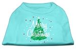 Scribbled Merry Christmas Screenprint Shirts Aqua S