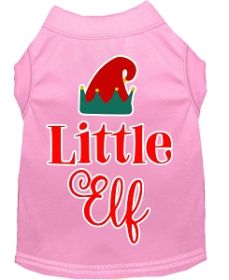 Little Elf Screen Print Dog Shirt Light Pink XL