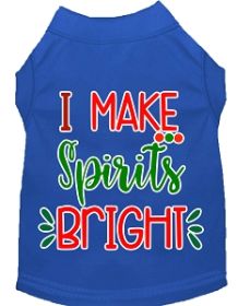 I Make Spirits Bright Screen Print Dog Shirt Blue XL