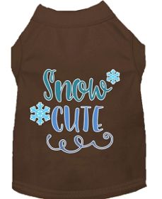 Snow Cute Screen Print Dog Shirt Brown XL