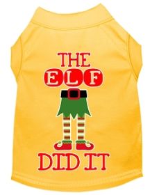 The Elf Did It Screen Print Dog Shirt Yellow XL