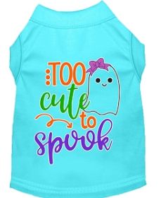 Too Cute to Spook-Girly Ghost Screen Print Dog Shirt Aqua XL