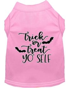 Trick or Treat Yo' Self Screen Print Dog Shirt Light Pink XL