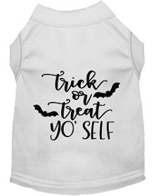 Trick or Treat Yo' Self Screen Print Dog Shirt White XL