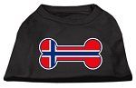 Bone Shaped Norway Flag Screen Print Shirts Black M