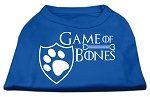 Game of Bones Screen Print Dog Shirt Blue Med