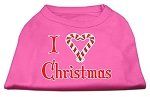 I Heart Christmas Screen Print Shirt Bright Pink Med