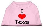 I Love Texas Screen Print Shirts Light Pink Med