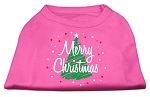 Scribbled Merry Christmas Screenprint Shirts Bright Pink M