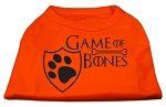 Game of Bones Screen Print Dog Shirt Orange Lg