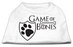 Game of Bones Screen Print Dog Shirt White Lg