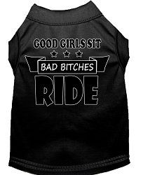 Bitches Ride Screen Print Dog Shirt Black Sm